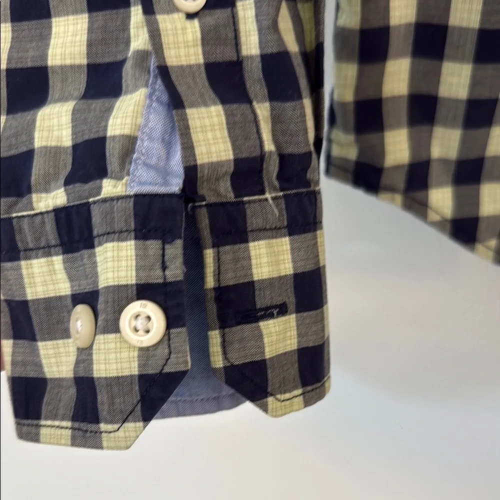 Men’s Banana Republic Grant Custom 078 Wash Checkered Shirt Blue Green Size M